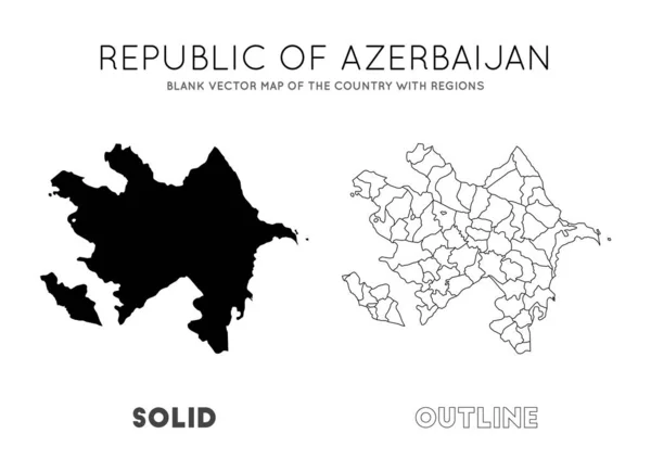 Azerbaijão mapa Mapa vetorial em branco do país com regiões Fronteiras do Azerbaijão para o seu — Vetor de Stock