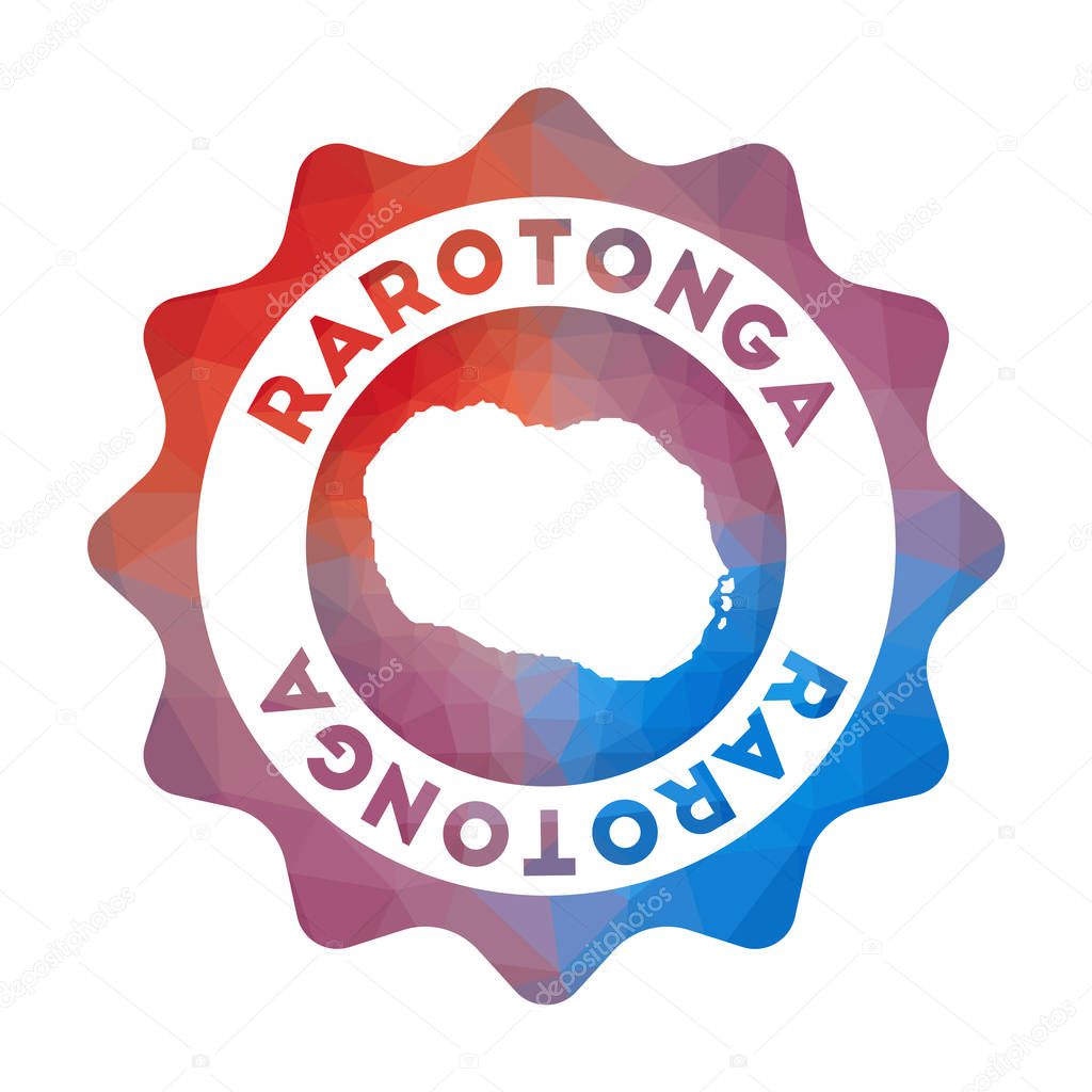 Rarotonga low poly logo Colorful gradient travel logo of the island in geometric style