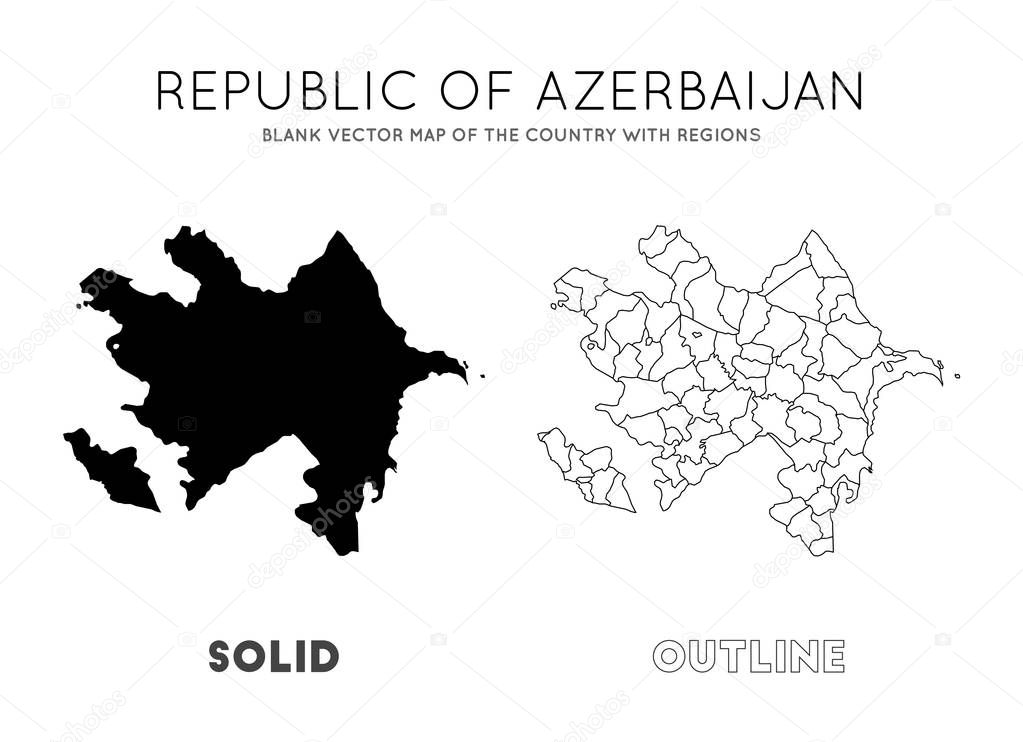 Azerbaijan map Blank vector map of the Country with regions Borders of Azerbaijan for your