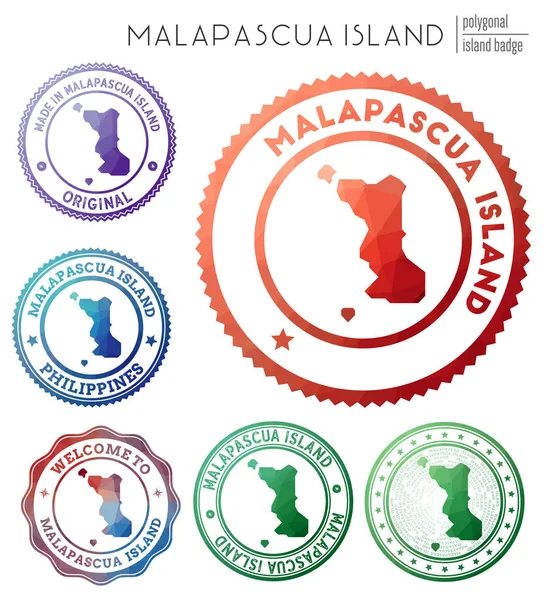 Insignia Isla Malapascua Colorido símbolo poligonal Isla Malapascua geométrica multicolor — Vector de stock