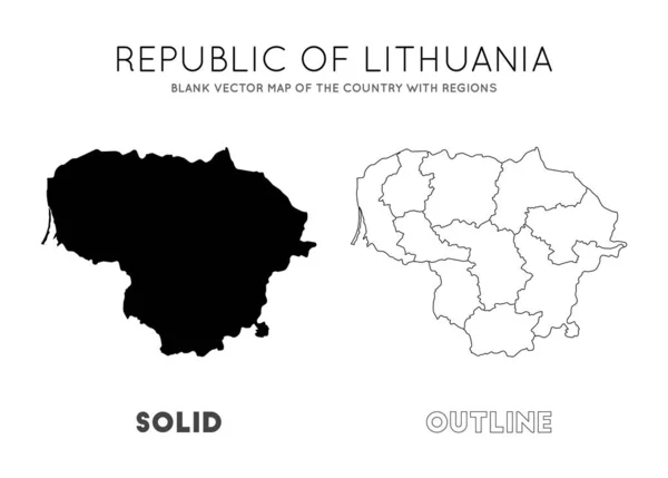 Lituânia mapa Mapa vetorial em branco do país com regiões Fronteiras da Lituânia para o seu —  Vetores de Stock