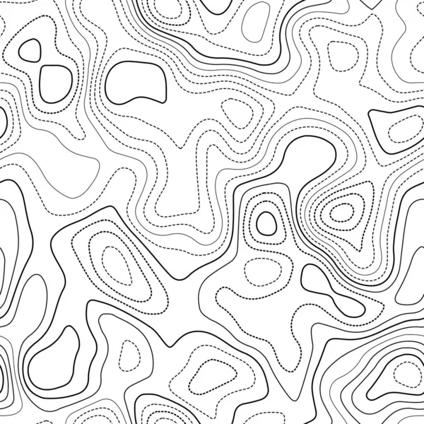 Topografía abstracta Mapa topográfico real Diseño sin costura en blanco y negro azulejo excepcional — Vector de stock