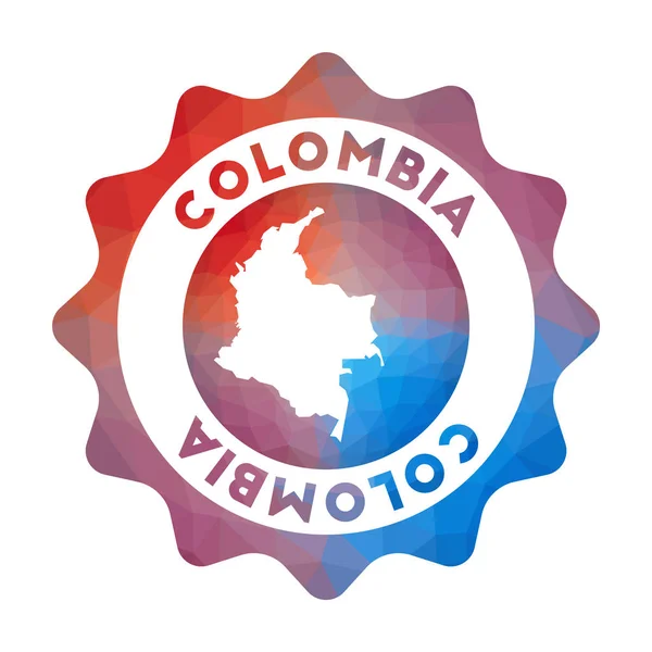 Colombia bajo logo polivinílico Colorido logo de viaje degradado del país en estilo geométrico — Archivo Imágenes Vectoriales