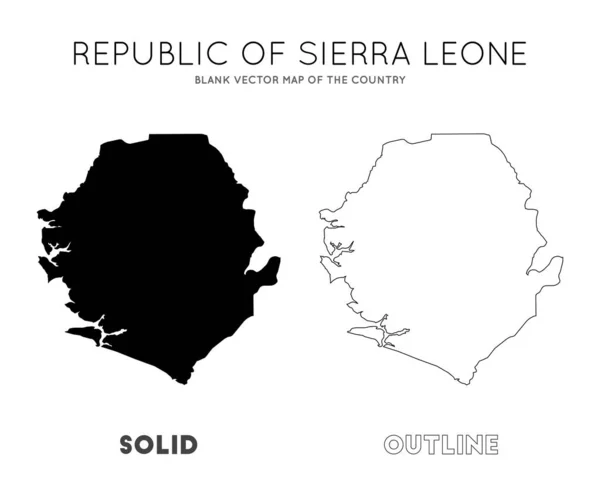 Mapa da Serra Leoa Mapa vetorial em branco das Fronteiras do País da Serra Leoa para o seu infográfico —  Vetores de Stock