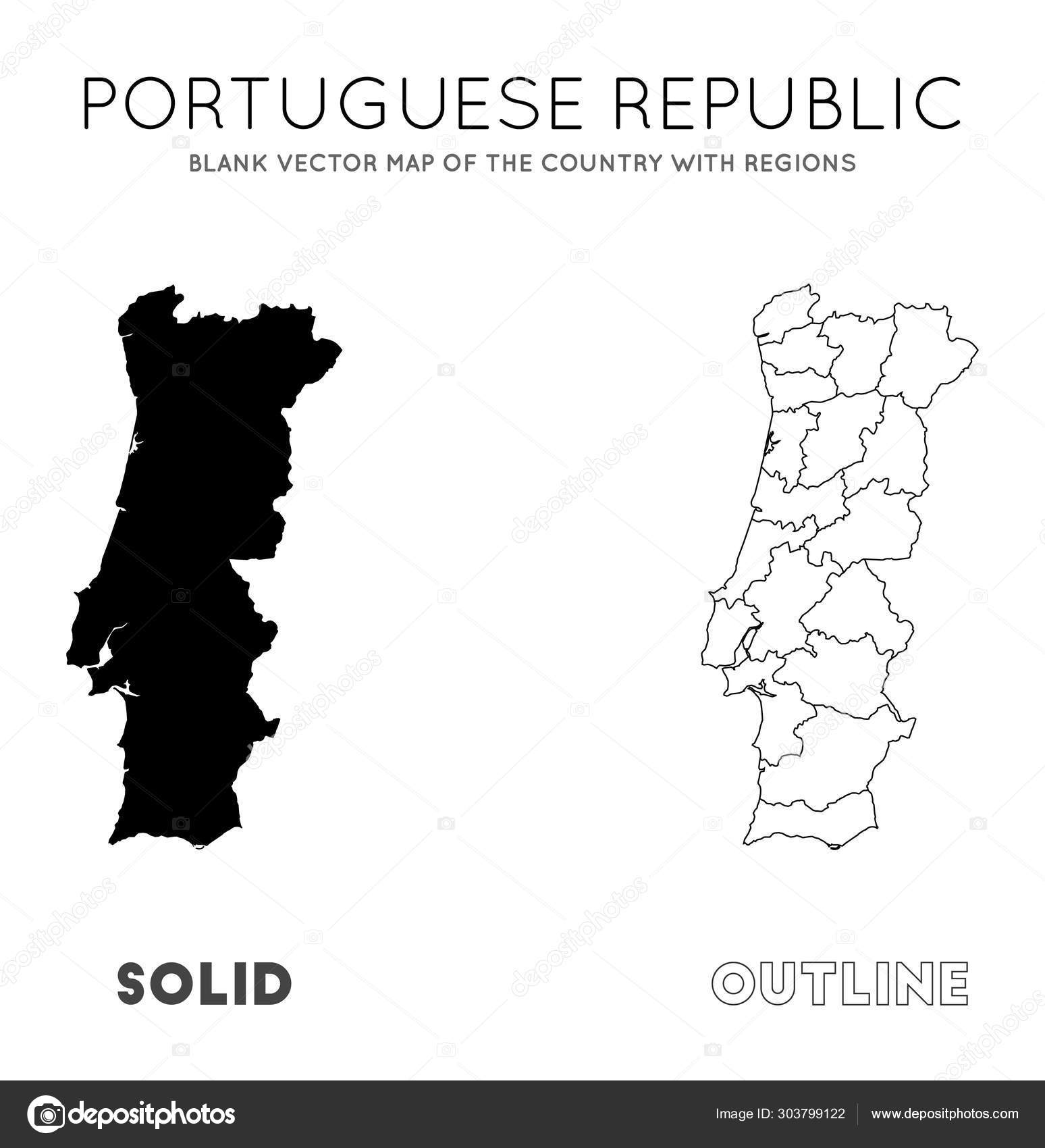 Districts Map of Portugal stock vector. Illustration of border