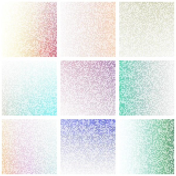 Conjunto de fondos geométricos Patrones de gradiente abstractos de cuadrados multicolores de tamaño mediano — Vector de stock