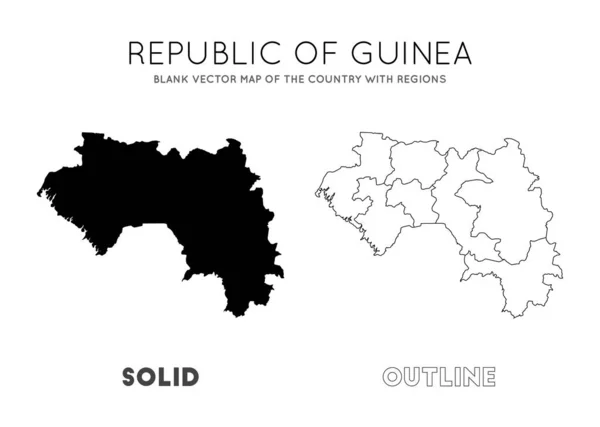 Γουινέα χάρτη κενός διανυσματικό χάρτη της χώρας με περιοχές σύνορα της Γουινέας για το πληροφοριακό γραφικό σας — Διανυσματικό Αρχείο