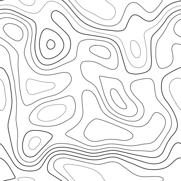 Mapa topográfico Mapa topográfico real Diseño sin costura en blanco y negro bastante aislamientos de azulejos — Vector de stock