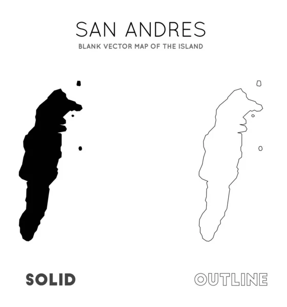 Mapa de San Andrés Mapa vectorial en blanco de las Fronteras de la Isla de San Andrés para su Vector de infografía — Archivo Imágenes Vectoriales