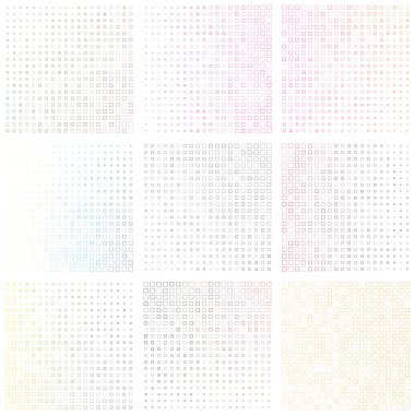 Geometrik arka planlar kümesi Farklı olan küçük boyutlu dikdörtgenlerden soyut degrade desenleri