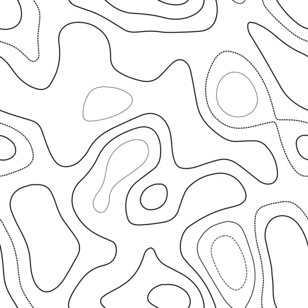 Arazi topografyası Gerçek topografya haritası Siyah beyaz dikişsiz tasarım ilginç fayans — Stok Vektör