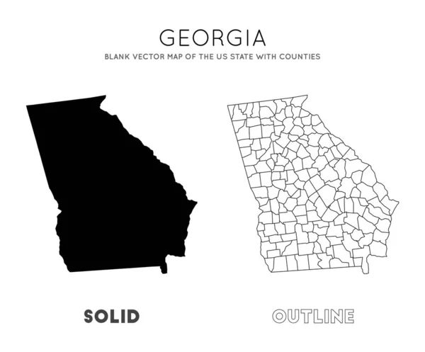 Gruzie mapuje prázdnou vektorovou mapu amerického státu s okresy hranice Gruzie pro vaši — Stockový vektor