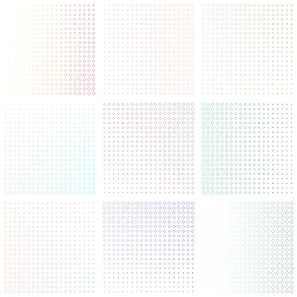 Ensemble de décors géométriques Motifs abstraits de gradient à partir de petits losanges contours séduisants — Image vectorielle