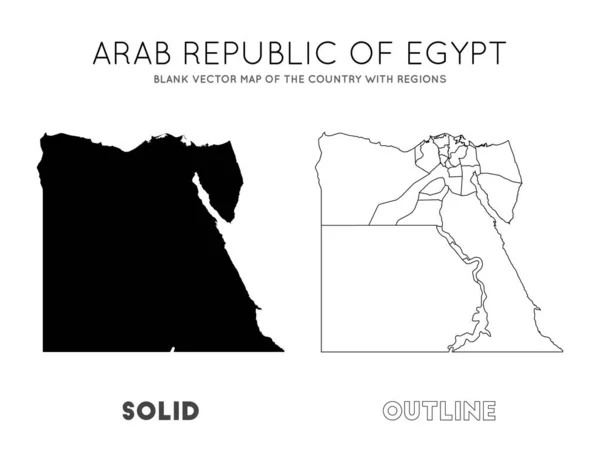 Mapa de Egipto Mapa vectorial en blanco del país con regiones Fronteras de Egipto para su infografía — Vector de stock