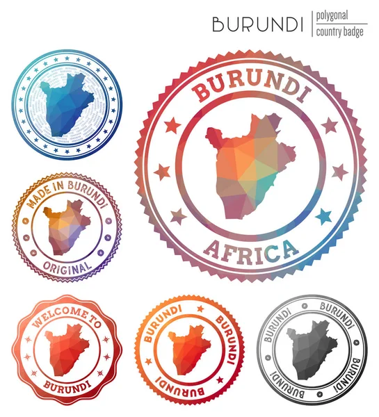 Burundi insignia Colorido símbolo del país poligonal Multicolor geométrico Burundi logos conjunto Vector — Vector de stock