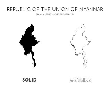 Myanmar haritası Myanmar Ülke Sınırları boş vektör haritası için infografik Vektör