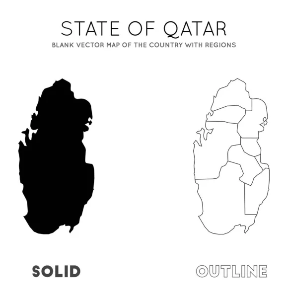 Qatar mappa Blank mappa vettoriale del Paese con le regioni Confini del Qatar per la tua infografica — Vettoriale Stock