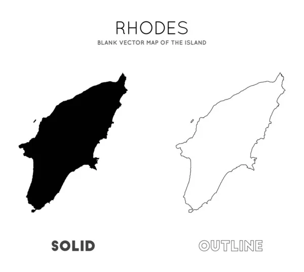 Mapa de Rodas Mapa vectorial en blanco de las fronteras insulares de Rodas para su vector de infografía — Vector de stock