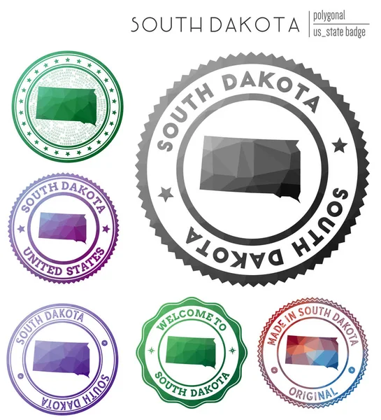 Emblema Dakota do Sul Símbolo de estado colorido poligonal EUA Logótipos geométricos multicoloridos Dakota do Sul — Vetor de Stock