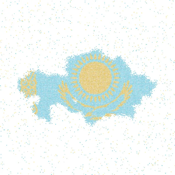 La carte de Kazakhstan Carte de style mosaïque avec le drapeau de Kazakhstan Illustration vectorielle — Image vectorielle