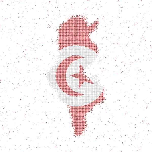 Térkép Tunézia mozaik-Style Térkép Tunézia zászlaja Vector illusztráció — Stock Vector