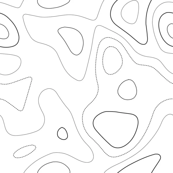 Líneas de contorno Mapa topográfico admirable Diseño sin costura en blanco y negro cautivador azulejo — Vector de stock