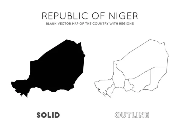 Niger mapa pusta mapa wektorowa kraju z regionami granice Niger dla infografiki — Wektor stockowy