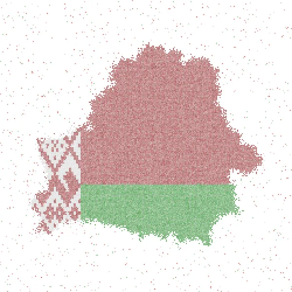 Karta över Vitryssland mosaik stil karta med Vitrysslands flagga vektor illustration — Stock vektor