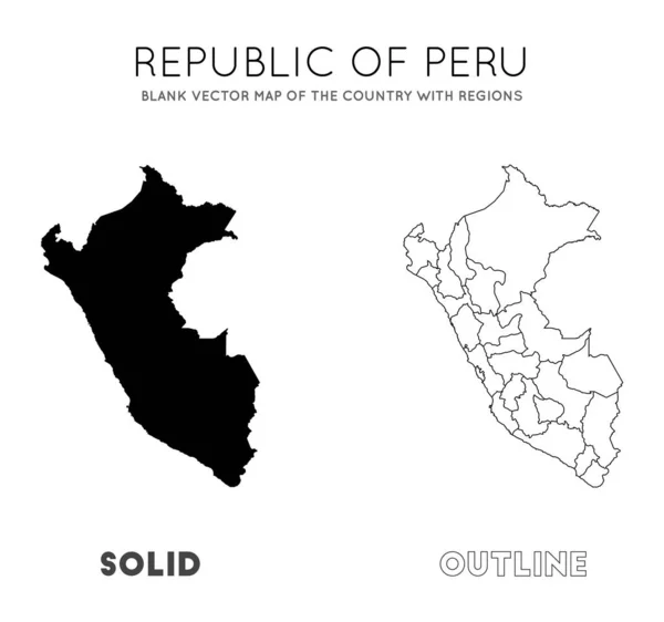 Peru mapa Mapa vetorial em branco do país com regiões Fronteiras do Peru para o seu infográfico Vetor — Vetor de Stock