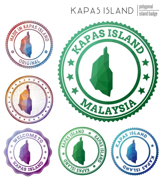 Insignia de la isla de Kapas Colorido símbolo poligonal de la isla Conjunto de logotipos geométricos multicolores de la isla de Kapas — Vector de stock