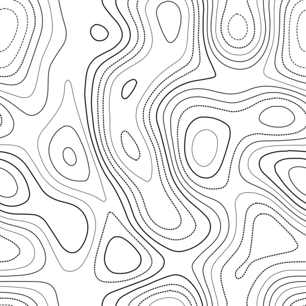 Contours topographiques Carte topographique Admirable Design sans couture noir et blanc carrelable — Image vectorielle