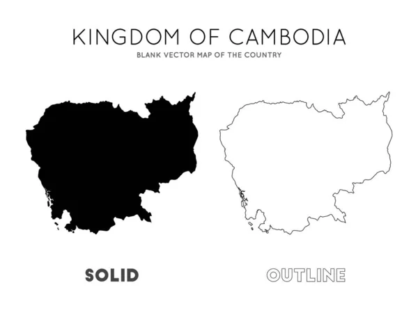 Cambogia mappa Blank vector map of the Country Borders of Cambodia per la tua infografica Vector — Vettoriale Stock