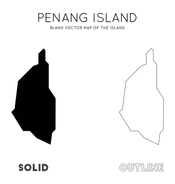Mapa de la isla de Penang Mapa vectorial en blanco de las fronteras de la isla de Penang para su infografía — Vector de stock