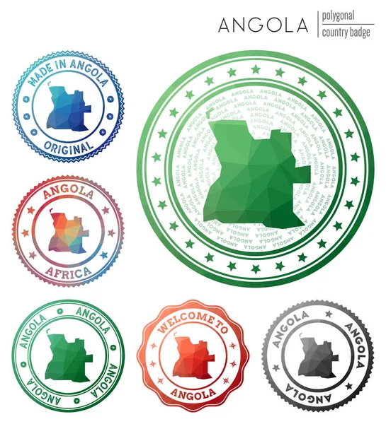 Insignia de Angola Colorido símbolo del país poligonal Multicolor geométrico Angola logos conjunto Vector — Vector de stock