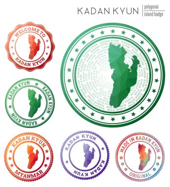 Kadan Kyun rozeti Renkli çokgen ada sembolü Çok renkli geometrik Kadan Kyun logoseti