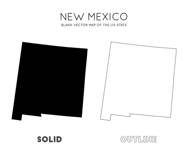 Nová Mexiko mapa prázdná Vektorová mapa amerického státu hranice nového Mexika pro váš infografický vektor — Stockový vektor