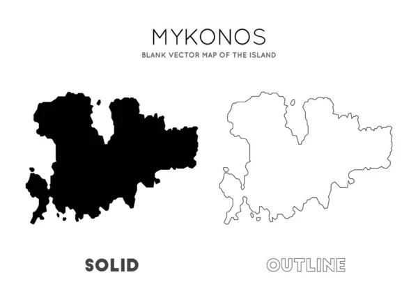 Mapa Mykonos pusta mapa wektorowa wyspy Mykonos dla Twojej infografiki Vector — Wektor stockowy