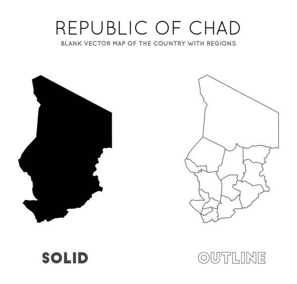 Čad mapuje prázdnou vektorovou mapu země s oblastmi hranice Čadu pro váš infografický vektor — Stockový vektor