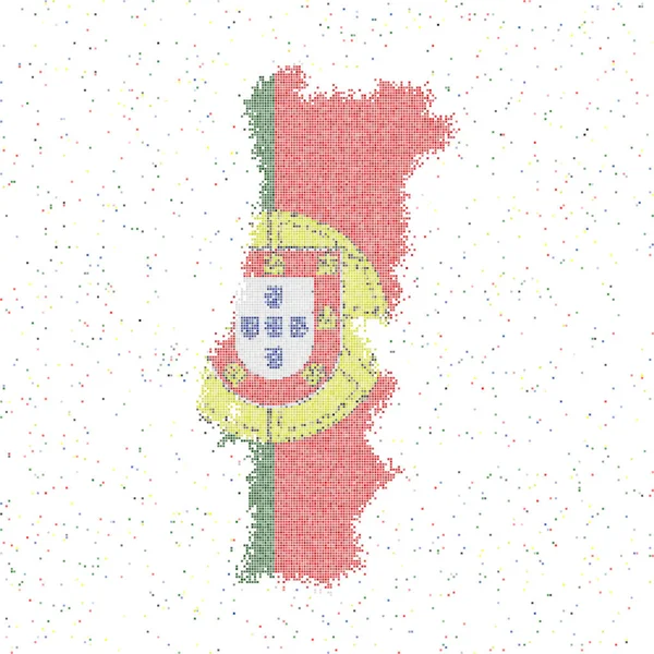 Portugália Térkép mozaikszerű megjelenítése a Portugália lobogóját vektoros illusztráció — Stock Vector