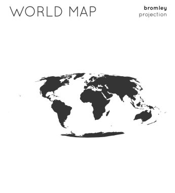 Bromley projeksiyon düz stil Modern vektör illüstrasyon Dünya haritası Globe