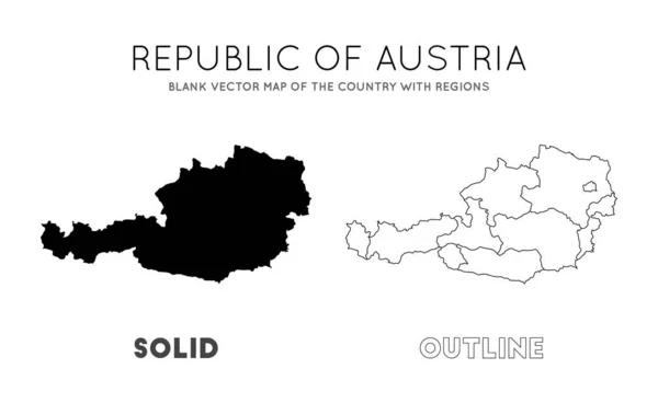 Austria mappa Blank mappa vettoriale del Paese con le regioni Confini dell'Austria per la tua infografica — Vettoriale Stock