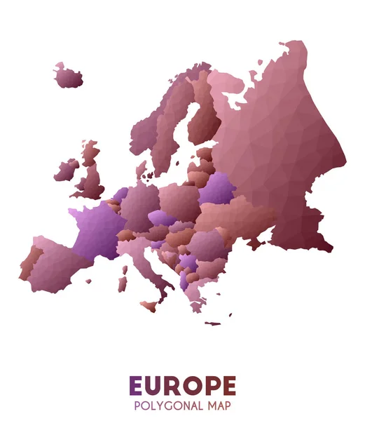 ヨーロッパ地図実際の低ポリスタイル大陸マップグレースフルベクトルイラスト — ストックベクタ