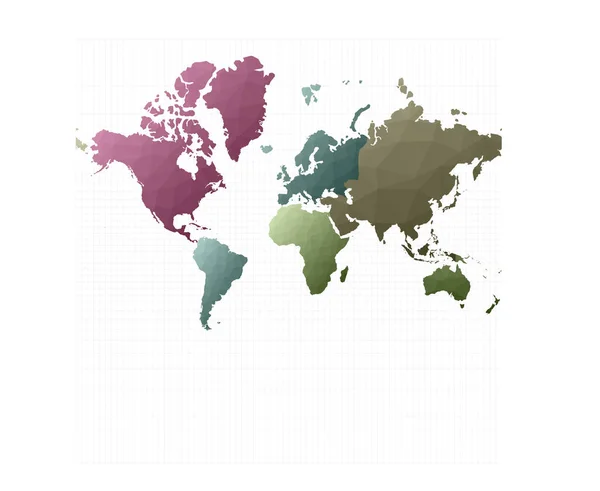 Mapa do mundo poligonal Projecção de Mercator Ilustração vetorial indelével — Vetor de Stock