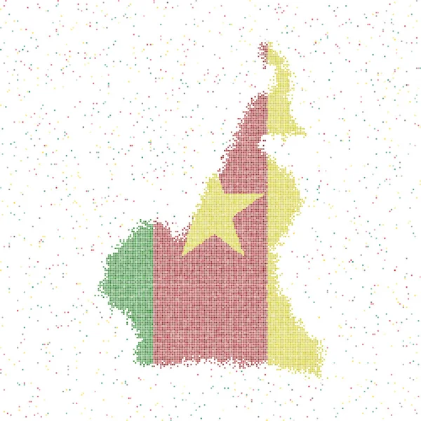 Mapa de Camerún mapa de estilo mosaico con la bandera de Camerún Vector illustration — Vector de stock