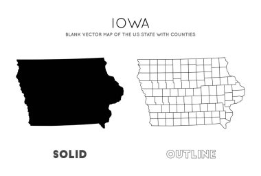 Iowa haritası Abd Eyaleti'nin boş vektör haritası ile iowa ilçeleri ile infografik