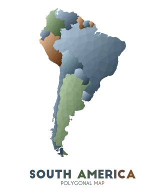 Southamerica Haritası takdire şayan düşük poli tarzı kıta haritası Tuhaf vektör illüstrasyon