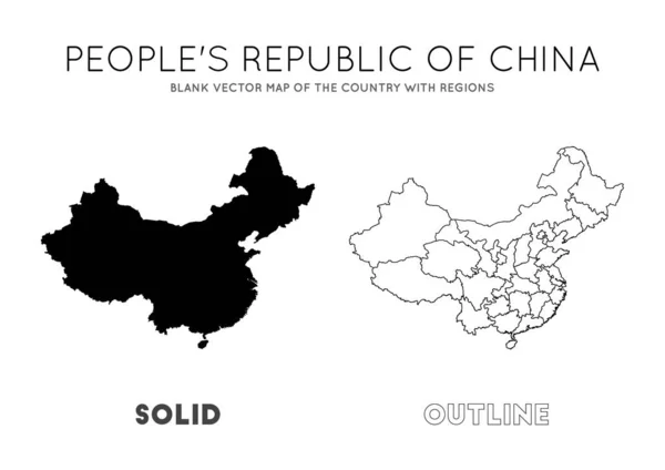 Mapa Chin pusta mapa wektorowa kraju z regionami granice Chin dla Twojej infografiki — Wektor stockowy
