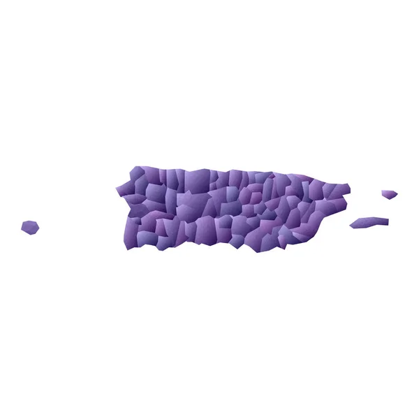 Mapa de Puerto Rico Estilo geométrico nos estado contorno con condados Emocional vector violeta — Archivo Imágenes Vectoriales