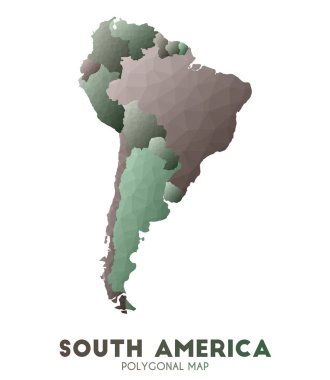 Southamerica Haritası takdire şayan düşük poli tarzı kıta haritası Awesome vektör illüstrasyon