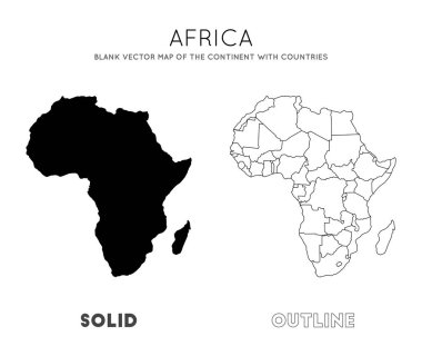 Africa map Blank vector map of the Continent with countries Borders of Africa for your